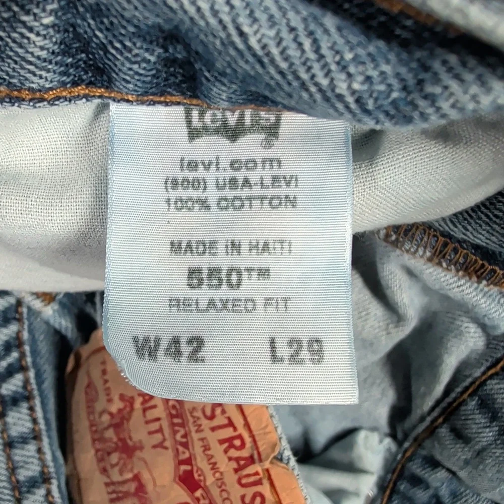 Levi's 550‎ Jeans Men's 42x29 Light Wash Denim Relaxed Fit Straight